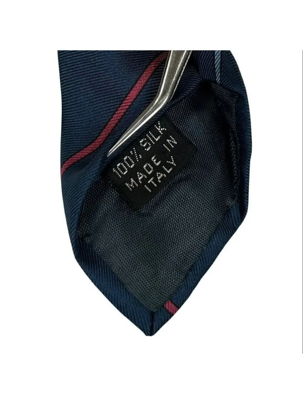 Jsaco Men's Blue Stripe Silk Made in Italy Necktie Tie